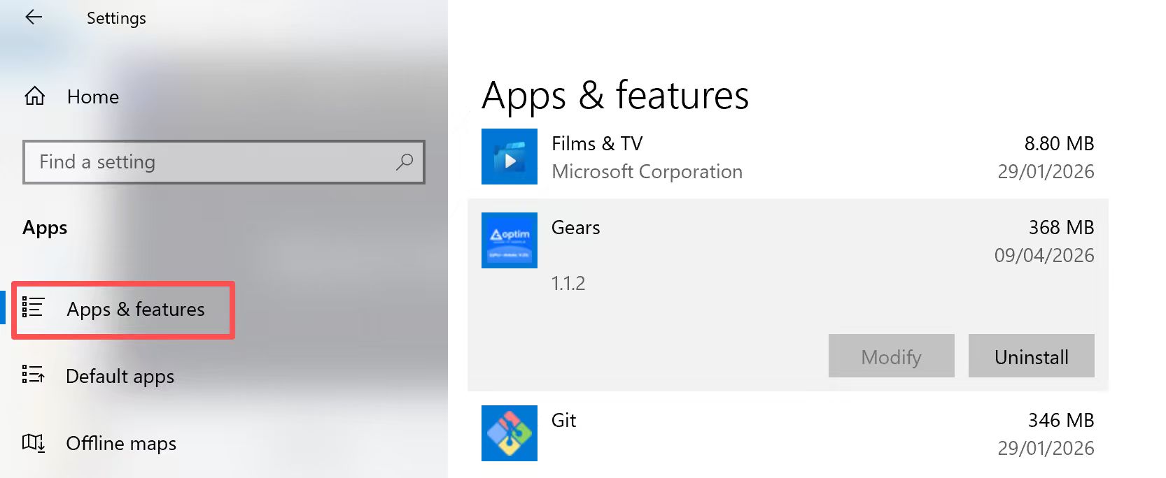 Gears manual screenshot
